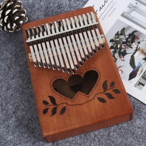 17 Keys Kalimba Mahogany Thumb Piano Musical Instrument Finger Piano Wood Thumb-Piano with Tuning Hammer Sticker Cloth Bag KLB07
