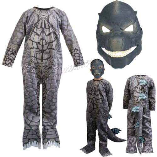 Godzilla Vs. King Kong Snailify Halloween Costume for Boys Dinosaur Costume for Kids Day Monsters Cosplay Jumpsuit and Mask Set