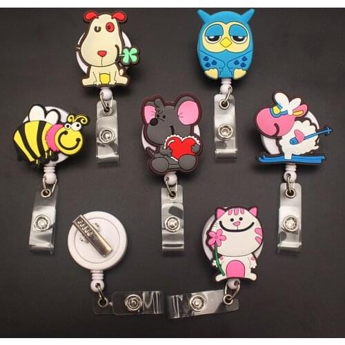 Cute Cat Dog Style 360° Rotatable Retractable Card Holder Badge Reel Nurse Exhibition Enfermera Girl And Boy Name Card