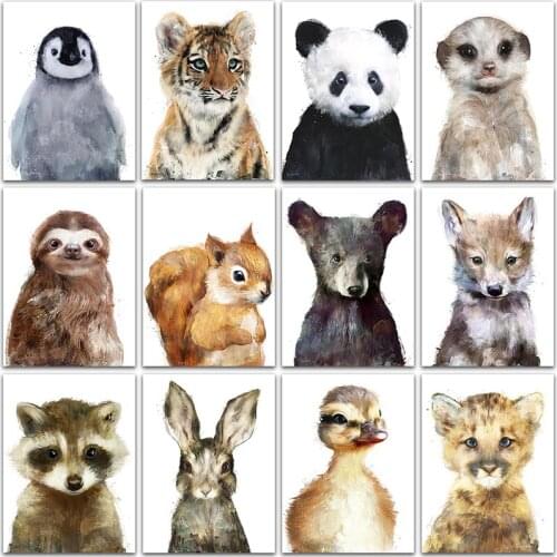 Full Square&Round Diamond Painting Kit Paint Animals Tiger Lion Owl Squirrel Duck Fox embroidery mosaic Cross stitch Home Decor