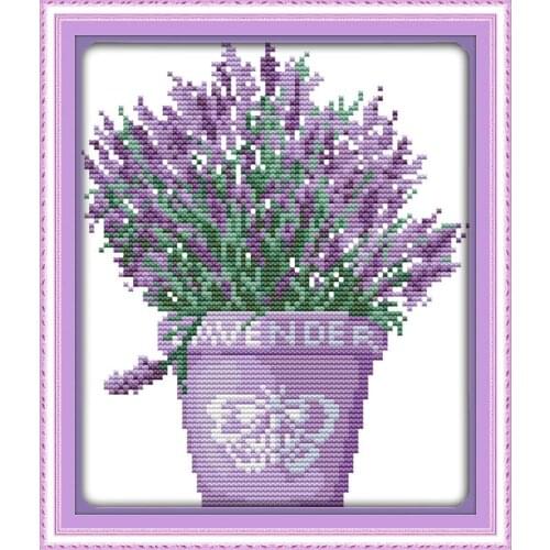 Joy Sunday Lavender Plants Counted Cross Stitch11&14CT DIY Cross Stitch Sets Embroidery Needlework for Home Decor Handmade Gift