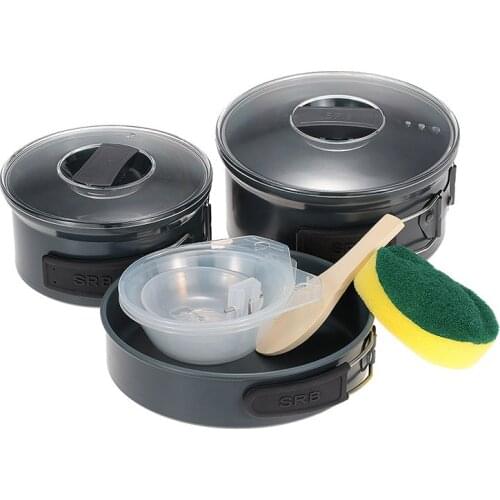 BRS-123 Outdoor 2-3 Person Aluminum Alloy Multi-function Camping Pot Sets Picnic Food Cooker Cookware Tableware Sets