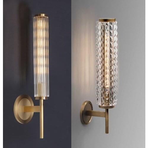 Bar salon Retro Brass wall Light vintage Copper Wall Lamp Luxury Living Room Glass Wall sconce Bathroom Mirror Light 220-240V