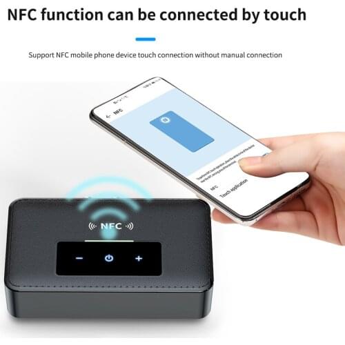 NFC Audio Adapter Bluetooth 5.0 Transmitter Receiver-Touch Screen HiFi Wireless Audio Receiver for Home Stereo PC Car Headphone