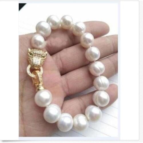 Charming 11-12mm south sea baroque white pearl bracelet 7.5-8"