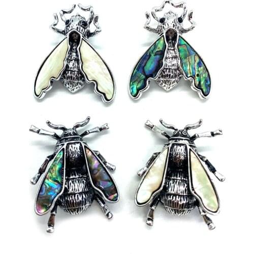 Natural Abalone Shell Necklace Insect Shape Personality Handmade DIY Jewelry Making Ladies Brooch Necklace Pendant Accessories