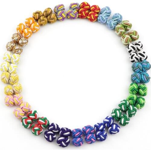 Colorful Double Rope Ball Knot Cufflinks Novelty Mixed Braided Handmade Elastic Upscale Mens Classic Silk Cuff Links For Men