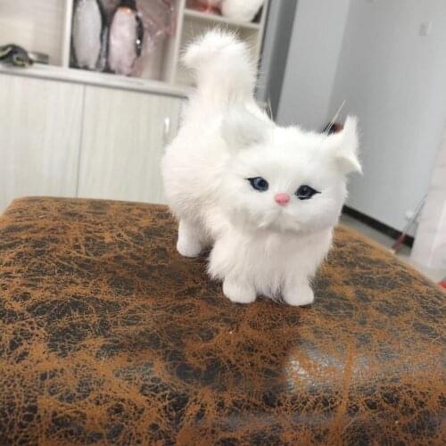 Real life toy white cat model,polyethylene& furry furs 12x6x12cm cat handicraft,prop,home Decoration,baby toy Xmas gift b3023