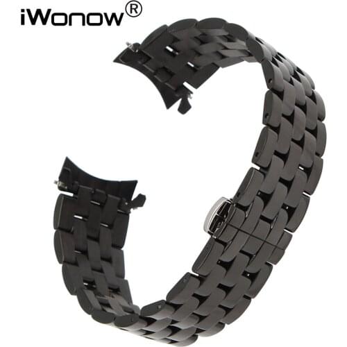 20mm Curved End Stainless Steel Watch Band for Gear S2 Samsung Classic R732 R735 Moto 360 2 42mm Men Garmin Vivomove Wrist Strap