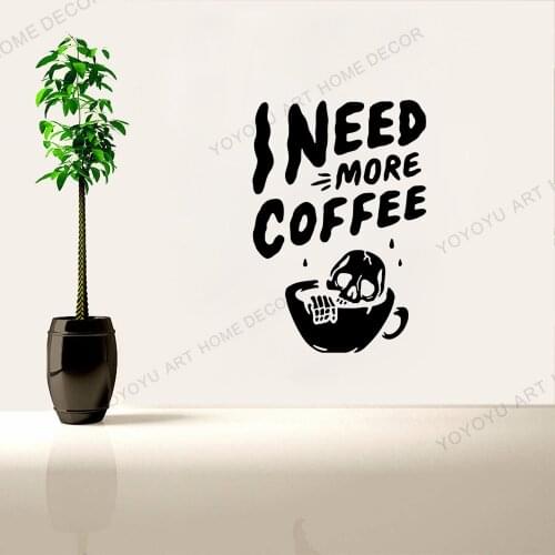 Self-adhesive Wall Decal Inscription Phrase Coffee House Skull Vinyl Sticker For Kicthen Restaurant Wall Decor Removable WZ94