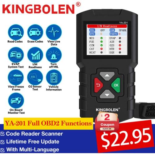 YAWOA YA201 Code Reader OBD2 EOBD Car Diagnostic Tool Multi-Language Multi-ECU Battery Testing USB Update Auto Adapter