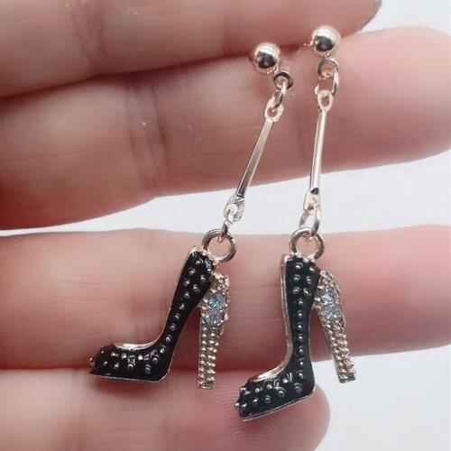 New style fashion enamel high heels charm women shoes pendant earrings, cute high heels women earrings wholesale high quality