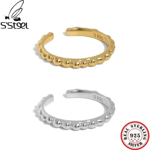 SSTEEL 925 Sterling Silver Korean Version Luxury Simple Round Adjustable Opening Ring Gifts For Women Engagement Jewellery