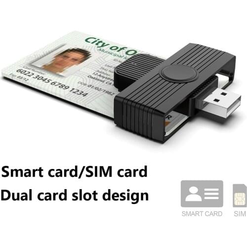 CR318 USB 2.0 Smart Card Reader for Bank Card SIM ID CAC Card Reader Connector Adapter for Windows 7/8/10/Mac OS Computer