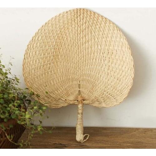 Hot sale cool baby mosquito repellent fan summer manual straw hand fan palm leaf hand fan