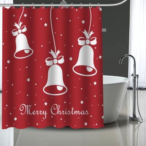 Custom High Quality Merry Christmas Shower Curtains Bath Products Bathroom Decor Waterproof Polyester With 12 Pcs Hooks