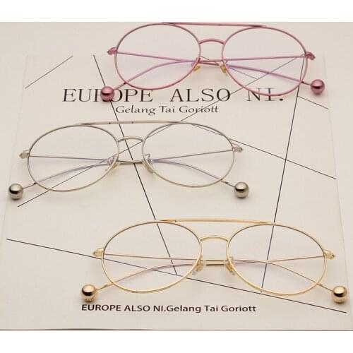 Anti-Blue Ray Eye Protector Myopia Eyeglass Frame Computer Glasses New 2021 Metal Ball