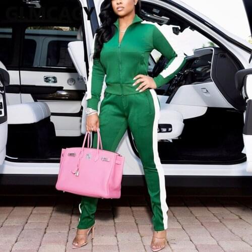 Women Two Piece Casual Tracksuits Long Sleeve Zip Up Jacket & Slim Jogger Pants Set