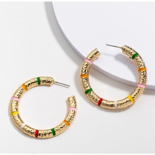 Fashion Simple Versatile Geometric Multicolor Stud Earrings C-type Earrings for Women New Female Vintage Ear Dangle Gift Jewelry