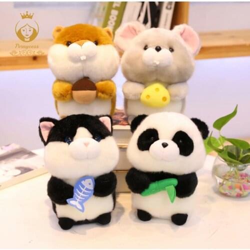 1PCS 18cm Kawaii squirrel, cat, panda, mouse plush toy creative mini simulation plush stuffed animal kids toys birthday gifts