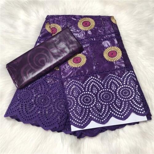 100% Cotton Basin Riche Brocade Lace Fabric with Stones 2.5+2.5yards African Bazin Brode Lace Fabric for Women Dress