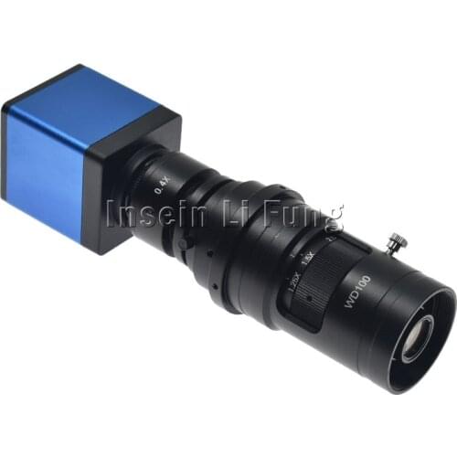 1080P 60FPS HDMI Industry Video Microscope Camera+10-200X Adjustable Magnification Zoom C-mount Lens Working Distance 100-150mm