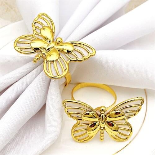 12PCS/Metal Acrylic Golden Butterfly Napkin Ring Western Table Decorations Applicable for Dinner Party, Cocktail Party, Wedding