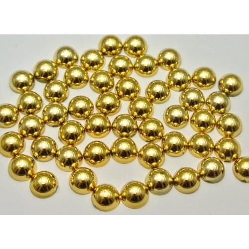 200 Metallic Gold Flatback Round Half Pearl 8mm Scrapbook Nail Art Craft