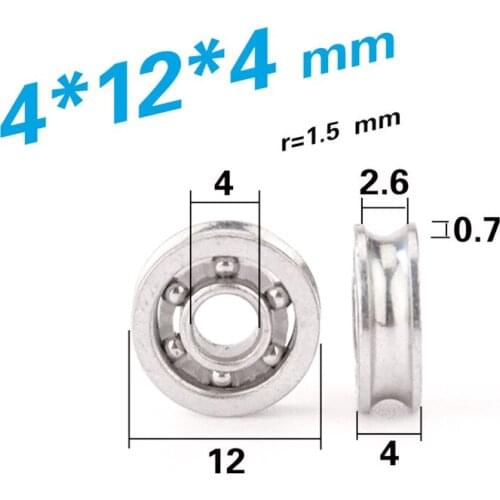 4*12*4mm screen window wheels, rollers, guide wheels, 12mm grooves, U grooved wheels, bearing ball rollers, line guides