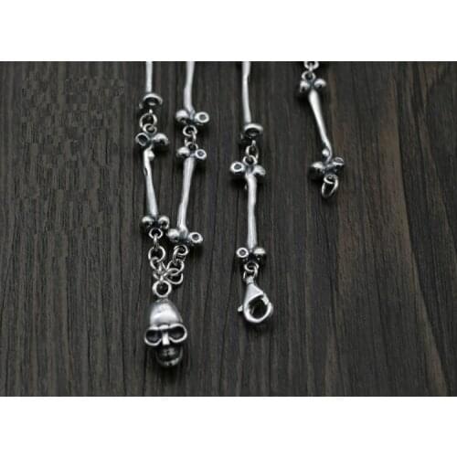 6mm 925 Sterling Silver Retro mens skull link biker necklace chain Jewelry gift A4975