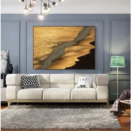 Abstract Gold Coast Canvas Painting Modern Poster N Print Seascape Wall Pictures Living Room Bedroom Entrance Nordic Home Decor