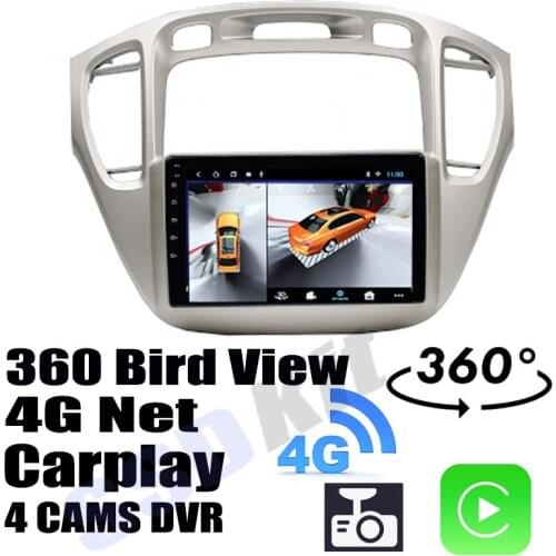 Car Audio Navigation GPS Carplay DVR 360 Birdview Around 4G Android System For TOYOTA Highlander Kluger XU20 2001~2007