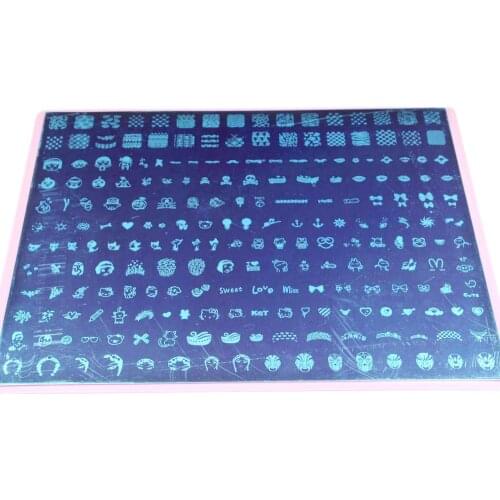 Big Size Nail Art Template Image Stamping Plate Nail Tools More Different Designs With Pink Plastic Holder
