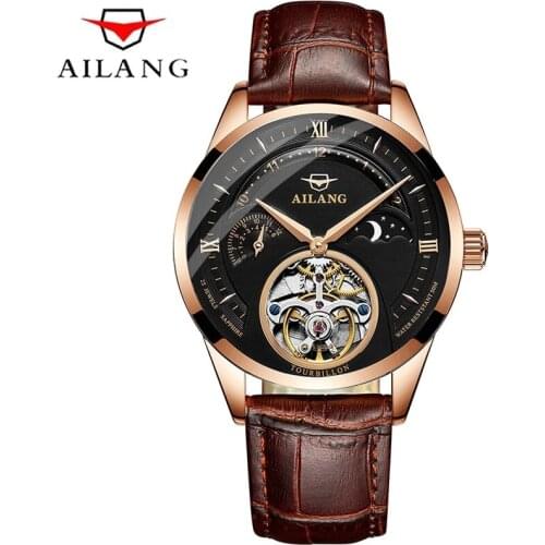 AILANG Mens Watches Top Brand Luxury Casual Mechanical Business Skeleton Automatic Tourbillon Fashion Waterproof Genuine 8607B