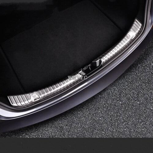 For Tesla Model 3 2018 2019 Stainless Steel Inner Rear Trunk Bumper Foot Trim Tail Door Sill Scuff Protection Plate Accessories