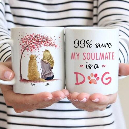 Personalized Mug Girl and Dogs Autumn Spring Heart Life Is Better with A Dog Coffee Cups Gift Dog Lovers DIY 11/15 Oz R2072
