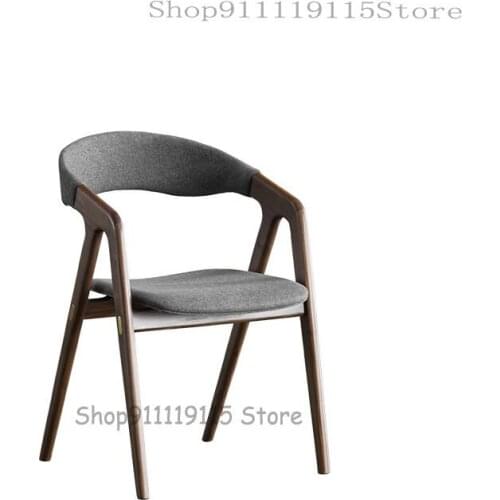 Italian Modern Simple Black Walnut Solid Wood Cloth Dining Chair Desk Chair