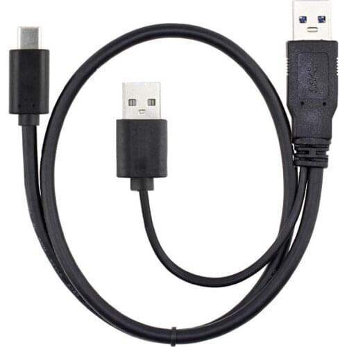 Type-C USB-C to USB 3.0 Male & USB 2.0 Dual Power Data Y Cable for Laptop & Hard Disk 60CM