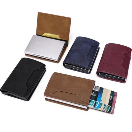 RFID Blocking Men Top Pu Leather Wallet Bank Credit Card Holder with Coin Pocket & Note Compartment Cardholder Protection Purse