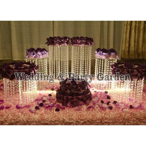 6pcs Big Size Circle Round Cake Stand Wedding Birthday Display CupCake Rack Christmas Supply Happyshopping D20,25,30,H45,30,15