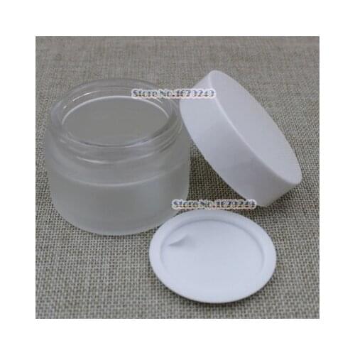 50g White cap Frosted Glass Jar Empty Cream Jars Cosmetic Packaging Containers cosmetic jar,plastic cap jar 200pcs/lot