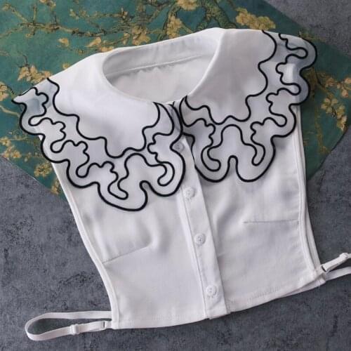 Fashion Black Wave Exaggerated Large Neck Necklace Blouse pearl organza high-end accessories blouse detachable fake collar