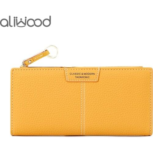 Aliwood New Arrival Women Purse Korean Style Zipper Phone Long Wallets Clutch Simple Fashion Leather Womens Wallet Coin Purses