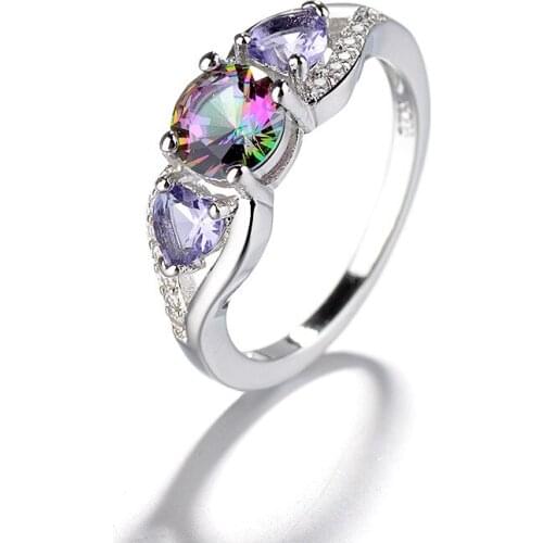 New 925 Sterling Silver Ring Colorful Heart-Shaped Gemstone Woman Wedding Wedding Gift