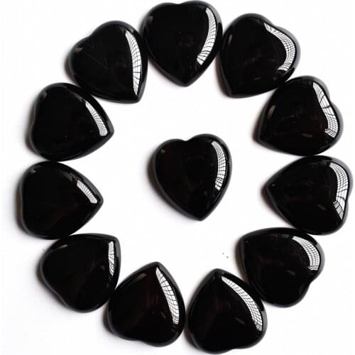 Wholesale 12pcs/lot good quality natural black onyx heart shape cab cabochons beads for jewelry making 25mm free shipping