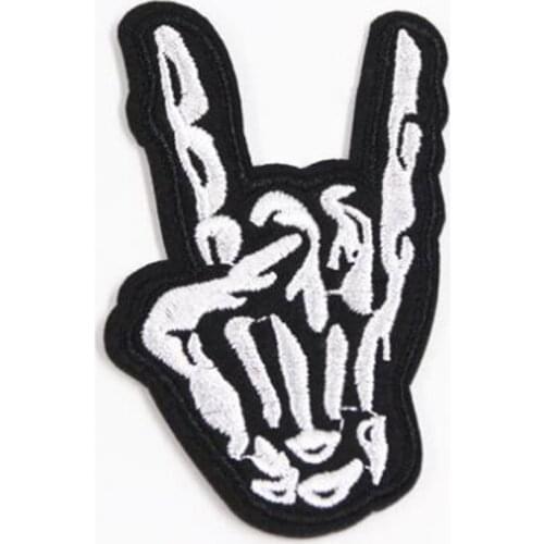Clothing diy embroidery iron on patch deal with it 85mm skull rock punk biker patches for clothes stickers fabric free shipping