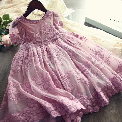 Flower Lace Girls Dress Embroidery Princess Dress for Girls Children Clothes Party Kids Girls Clothes Size 3-8 Years