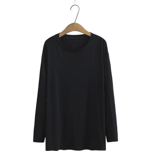 Plus Size XL-4XL Solid Round Neck Tops Womens Solid Shirts Casual Simple Oversized T-shirts