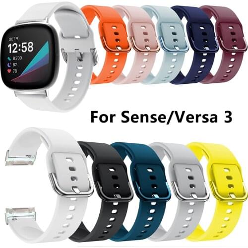 Straps Compatible with Fitbit Versa 3/Sense, Soft Sport Silicone Bracelet Wristband Replacement for Fitbit Sense
