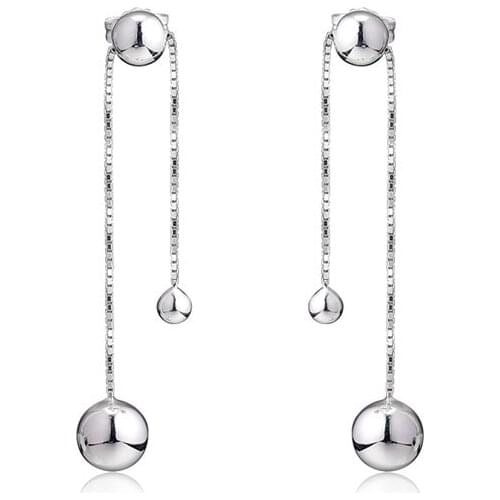 String of Beads Drop Earrings 100% 925 Sterling Silver Earrings for Women Jewelry Long Chain Round Ball Girls Earrings Jewelry